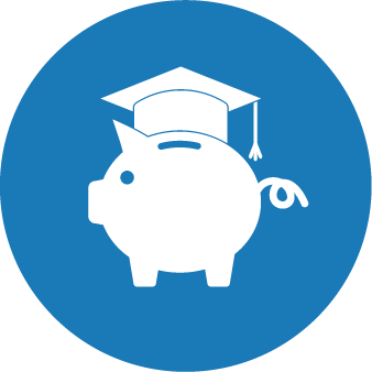 piggy bank with grad cap icon